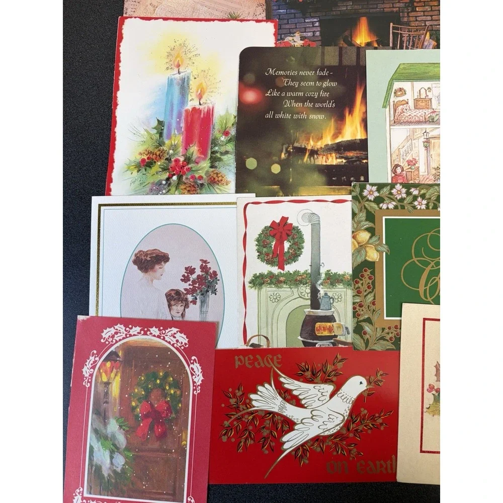 Vintage Christmas Cards Fronts ONLY Traditional Scrapbooking Decoupage Lot 50+